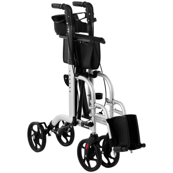 Uniprodo Rullator - transportrullstol - 2-in-1 - silver - 136 kg