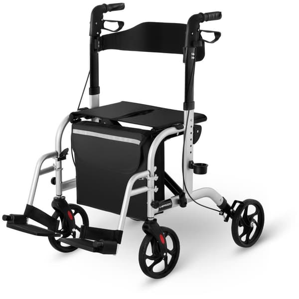Uniprodo Rullator - transportrullstol - 2-in-1 - silver - 136 kg
