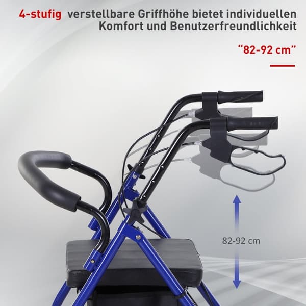 Rootz Rollator Walker - sammenfoldelig Walker - Mobility Aid - Letvægt og justerbar - 75 x 56 x 83-93 cm