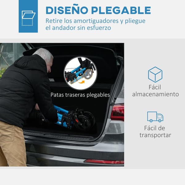 Äldre Gånghjälp, Fällbar Design, Bekväm Sits, Lättviktskonstruktion,Blå