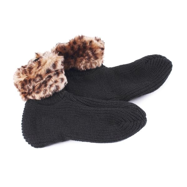 Svarta leopardkantstickade strumpor 25 x 13 cm