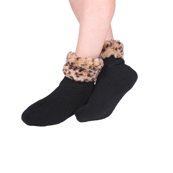 Svarta leopardkantstickade strumpor 25 x 13 cm