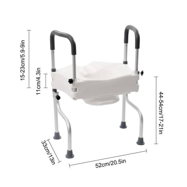 Toalettsstol med armstöd, justerbar höjd, 170° roterande design,VIT