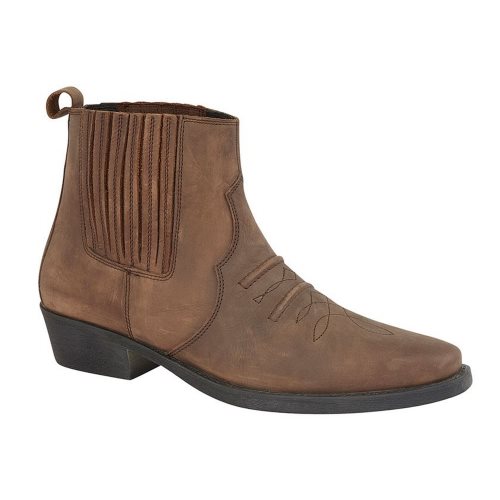 Bild av Woodland Män Distressed Leather Gusset Western Ankle Boots