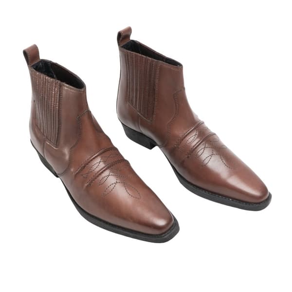Woodland Mens Distressed Leather Gusset Western Ankle Boots