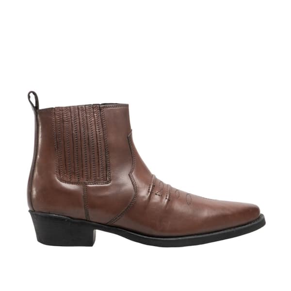 Woodland Mens Distressed Leather Gusset Western Ankle Boots Brown 7 UK