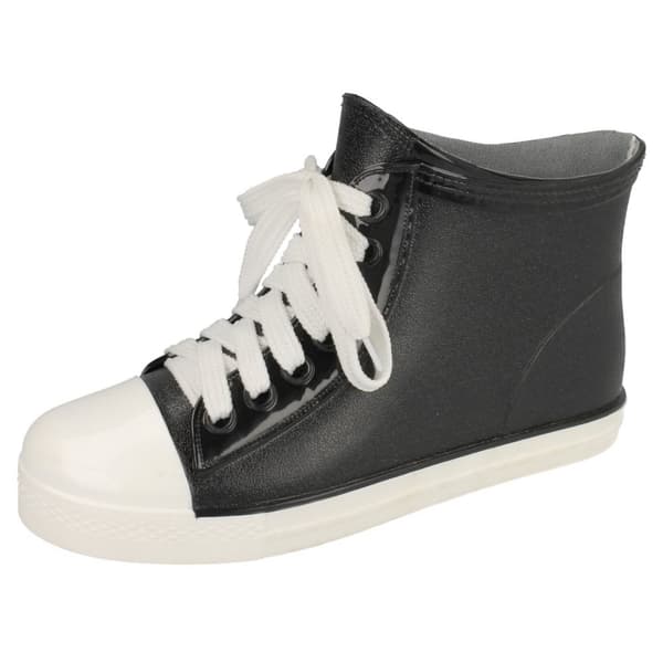 Spot On Womens/Ladies Baseball Style Lace Up Ankle Wellington Boots
