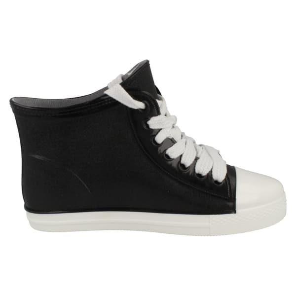 Spot On Womens/Ladies Baseball Style Lace Up Ankle Wellington Boots