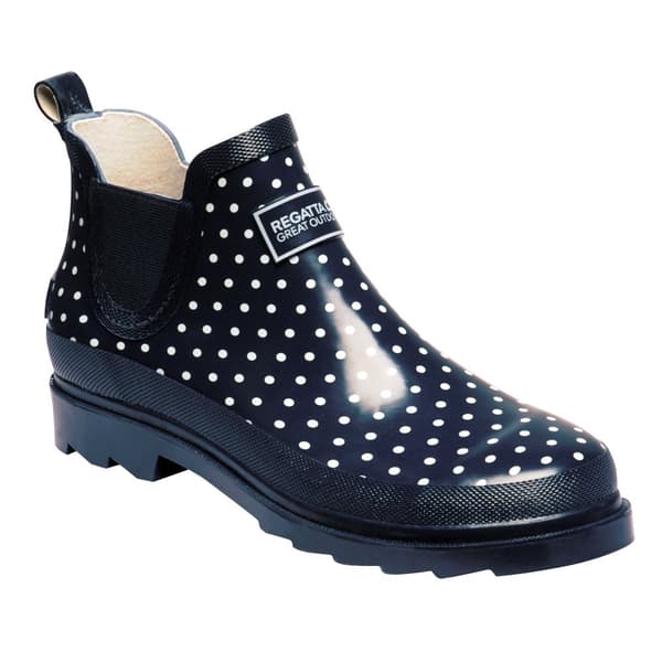 Regatta Great Outdoors Womens/Ladies Harper Low Cut Wellington Boots Navy Polka UK 4