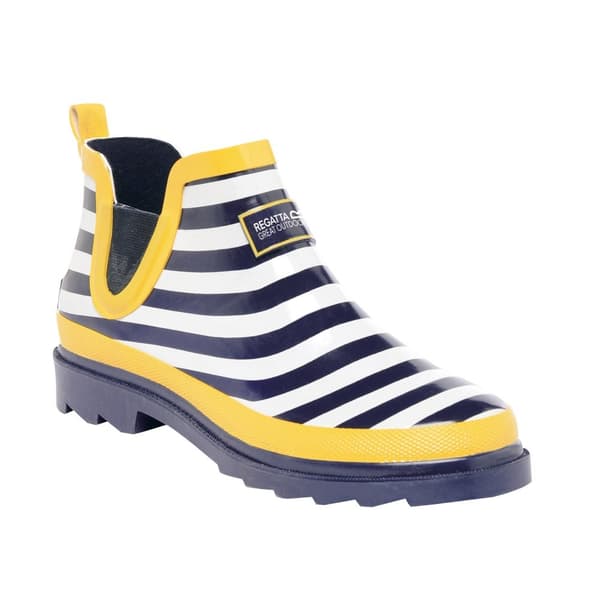 Regatta Great Outdoors Womens/Ladies Harper Low Cut Wellington Boots Navy/Lemon Tea UK 4