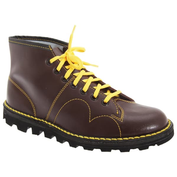 Grafters Mens Original Coated Leather Retro Monkey Boots Wine 6 UK