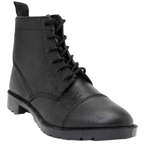 Grafters Mens 6 Eye Grain Leather Cadet Boots Black 6 UK