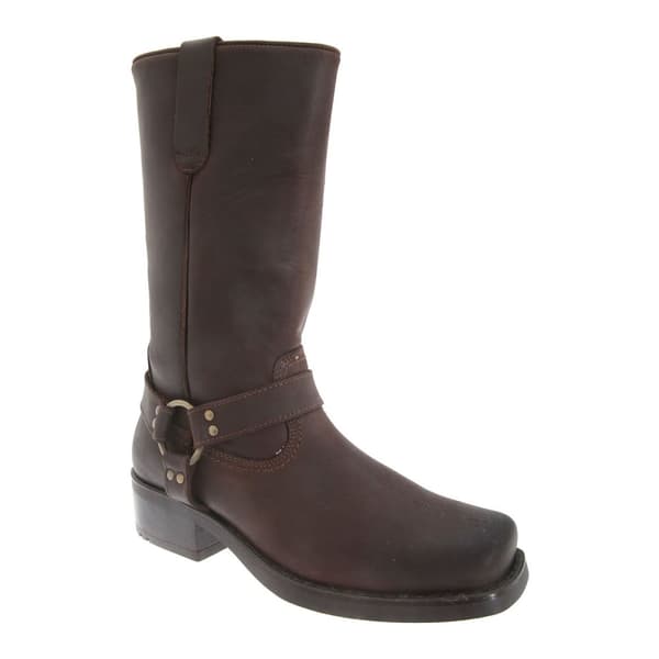 Woodland Hög Harley Western Harness läderstövlar för män Dark Brown 8 UK