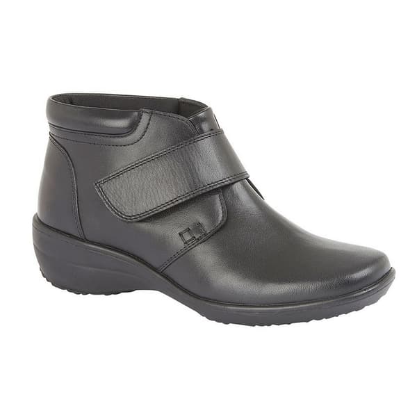 Mod Comfys Kvinnor/Damer med bred passform Softie Läder ankelstövlar Black 7 UK