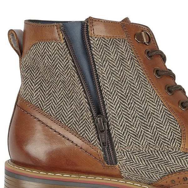 Roamers Mens Herringbone Leather Ankle Boots
