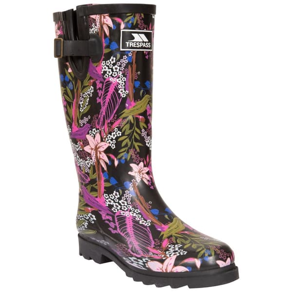 Trespass Kvinnor/Damer Elena Floral Wellington Boots Black/Green Print 5 UK