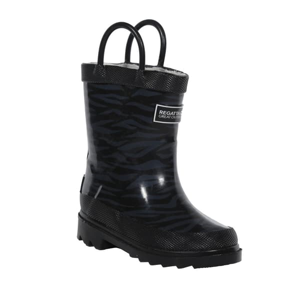 Regatta Childrens/Kids Minnow Printed Wellington Boots Black 4 UK
