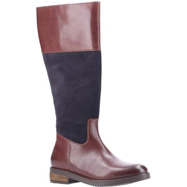 Hush Puppies Kvinnor/Damer Kitty Läder knähöga stövlar i läder Brown/Navy 4 UK