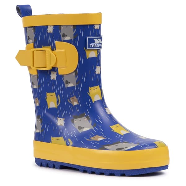 Trespass Puddle Wellington Boots för barn/barn Blue/Yellow 13 UK Child