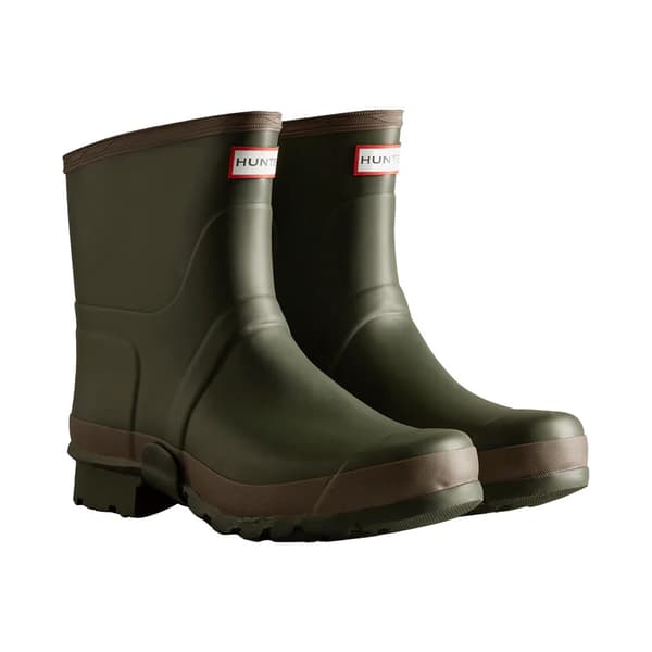 Hunter Mens Gardener Short Wellington Boots Dark Olive/Clay 10 UK