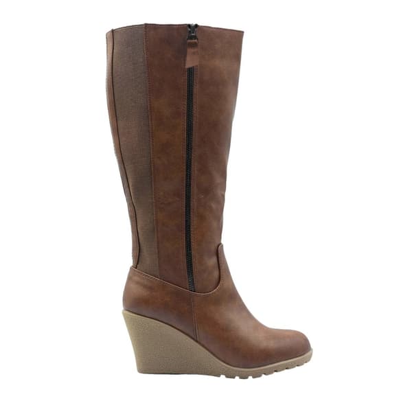Where's That From Womens/Ladies Lara Faux Leather Side Zip Wedge Mid Calf Boots