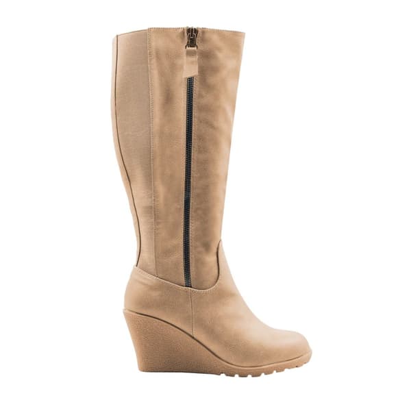 Where's That From Dam/Ladies Lara Faux Leather Wedge Mid Calf Boots med sidodragkedja