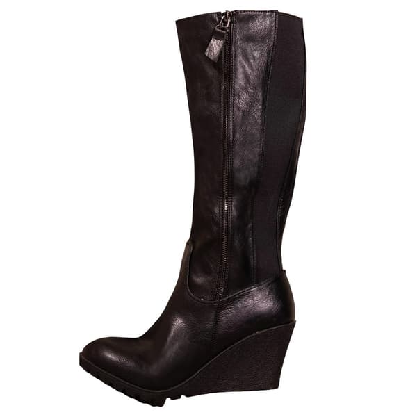 Where's That From Dam/Ladies Lara Faux Leather Wedge Mid Calf Boots med sidodragkedja