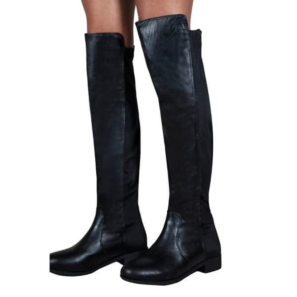 Where's That From Dam/Dam Diem PU Pull-On knähöga stövlar Black 8 UK