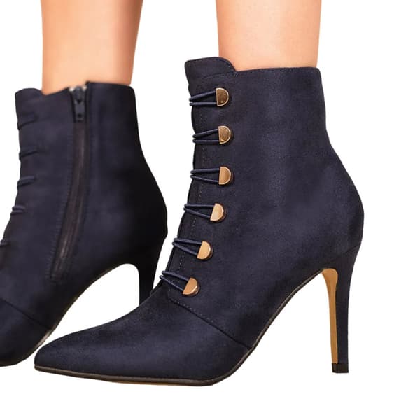 Where's That From Womens/Ladies Blythe Faux Suede Pointed Button Detail Mid Heel Ankle Boots