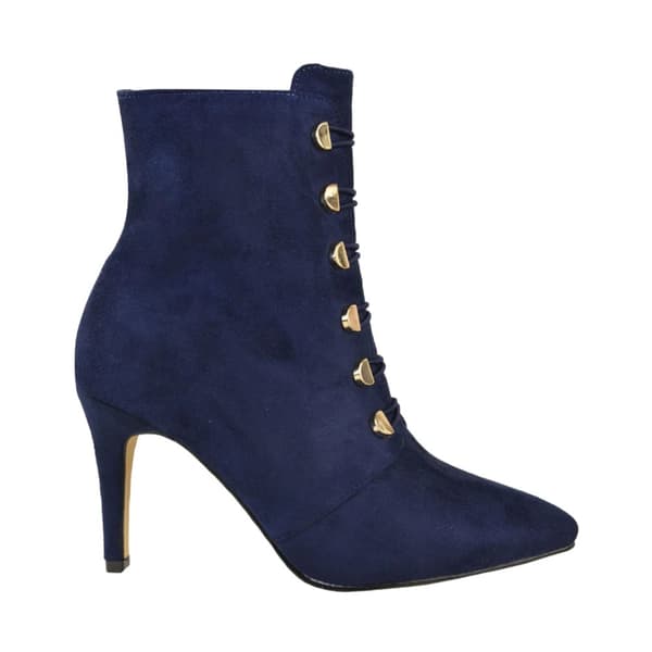 Where's That From Womens/Ladies Blythe Faux Suede Pointed Button Detail Mid Heel Ankle Boots