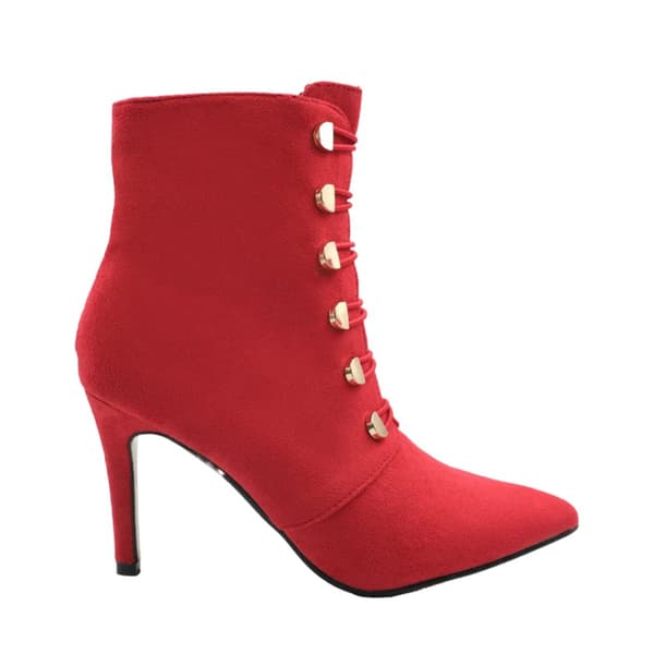 Where's That From Womens/Ladies Blythe Faux Suede Pointed Button Detail Mid Heel Ankle Boots