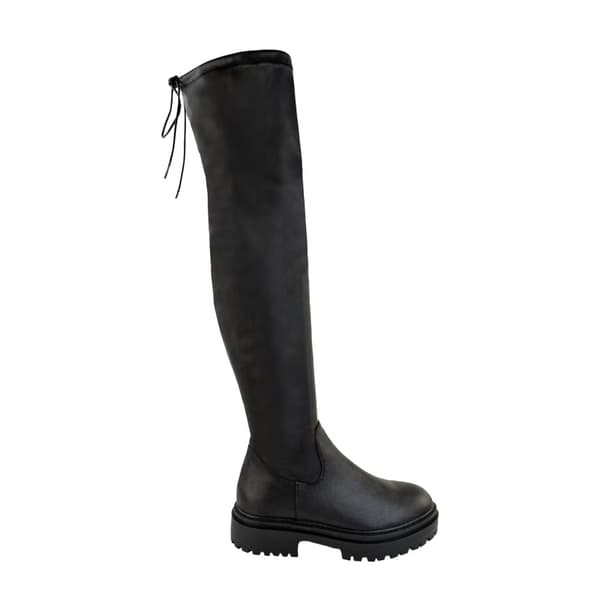 Where's That From Dawn Chunky PU knähöga stövlar för dam och dam Black 4 UK