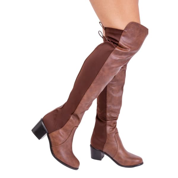 Where's That From Womens/Ladies Britta Faux Leather Mid Heel Thigh-High Boots