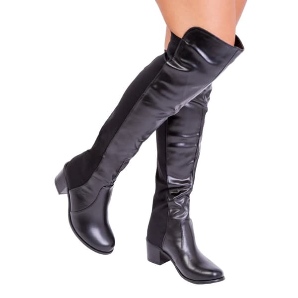 Where's That From Womens/Ladies Britta Faux Leather Mid Heel Thigh-High Boots