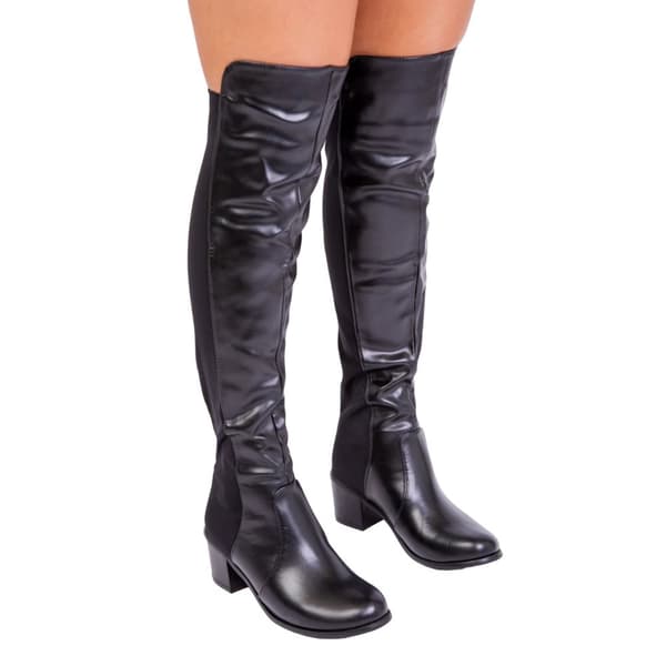 Where's That From Womens/Ladies Britta Faux Leather Mid Heel Thigh-High Boots Black 7 UK