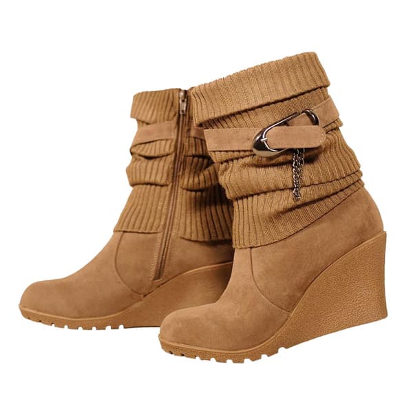 Where's That From Womens/Ladies Bryony Suede Knitted Collar Wedge Ankle Boots