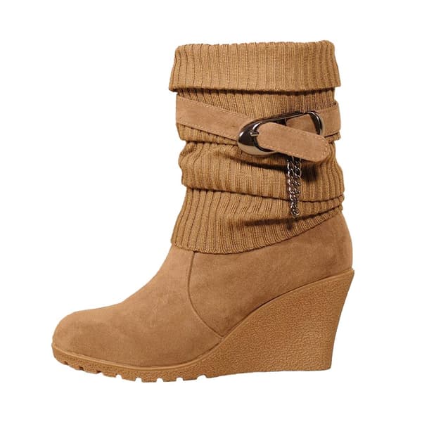 Where's That From Womens/Ladies Bryony Suede Knitted Collar Wedge Ankle Boots