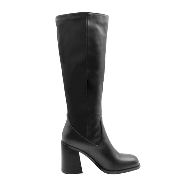Where's That From Womens/Ladies Zhuri PU Side Zip Stretch Medium Block Heel Knee-High Boots