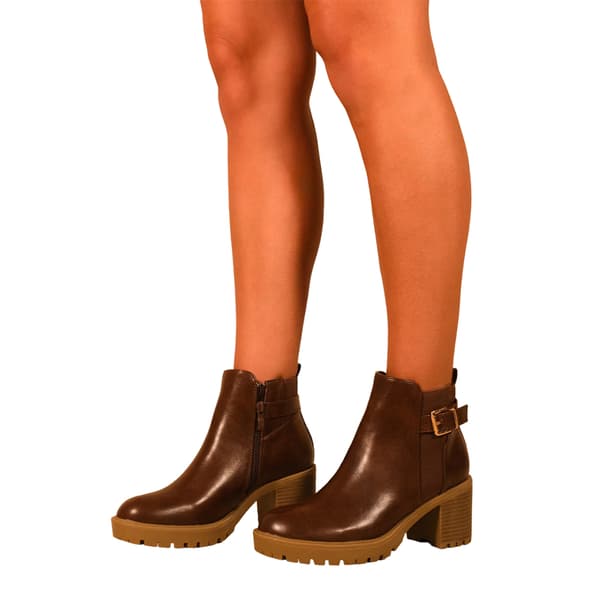 Where's That From Womens/Ladies Kali PU Buckle Detail Stretch Medium Block Heel Ankle Boots