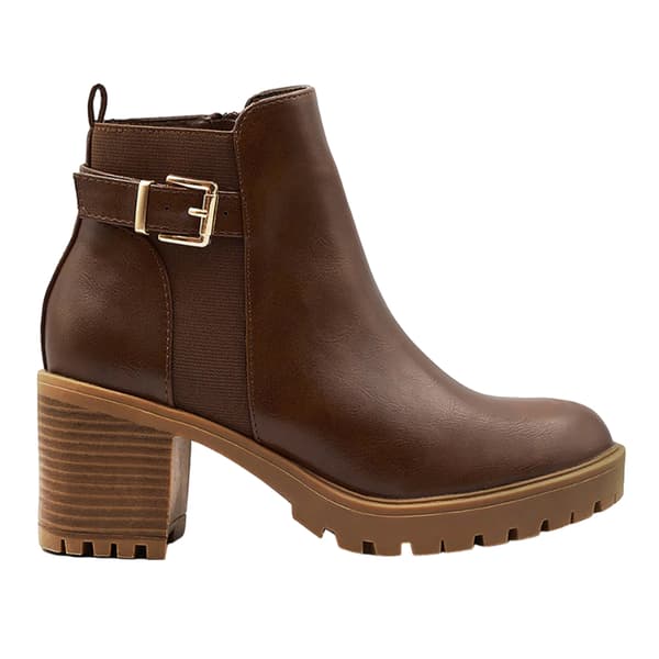 Where's That From Womens/Ladies Kali PU Buckle Detail Stretch Medium Block Heel Ankle Boots