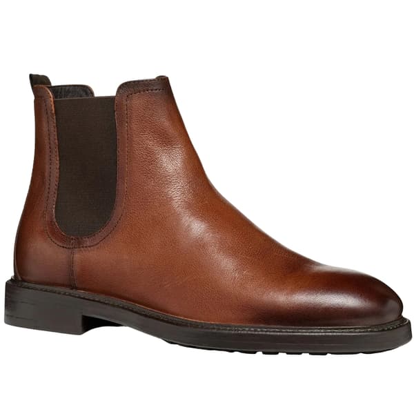 Geox Mens Tiberio Patent Leather Ankle Boots Cognac 10.5 UK