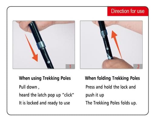 Ultralet vandrestav trekkingstang 5 sektion Rød