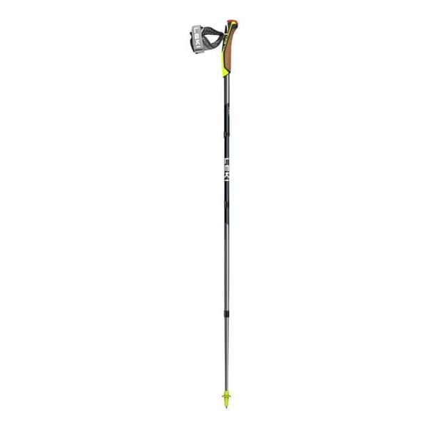 Ett par Leki Traveller Fx One Carbon vandringsstavar - naturkol/ljusröd/neongul - 110 cm