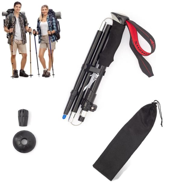 Vandrestave 110-130 cm - Letvægts teleskopiske vandrestave til vandreture og camping, Vandrestave - Justerbar højde-5 sektioner 1 stk.