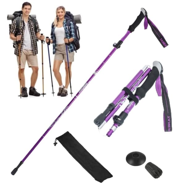 Vandrestave 110-130 cm - Letvægts teleskopiske vandrestave til vandreture og camping, Vandrestave - Justerbar højde-5 sektioner 1 stk.