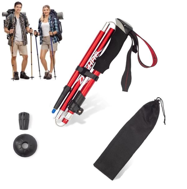 Vandrestave 110-130 cm - Letvægts teleskopiske vandrestave til vandreture og camping, Vandrestave - Justerbar højde-5 sektioner 1 stk.