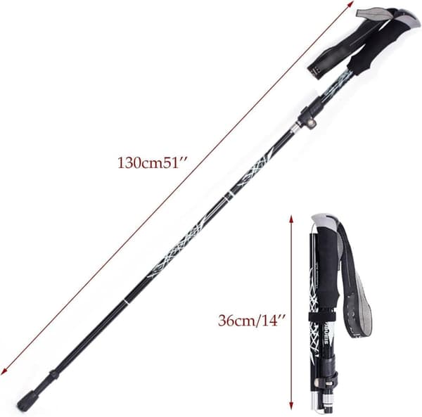Vandrestave / Vandrestave 2-pak 110-130 cm - Letvægts Foldbare 5-delte vandrestave