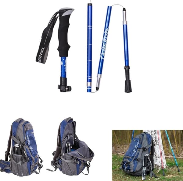 Vandrestave / Vandrestave 2-pak 110-130 cm - Letvægts Foldbare 5-delte vandrestave