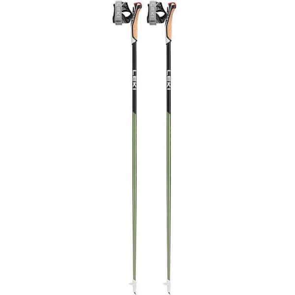 Ett par Leki Flash Carbon vandringsstavar - mörk antracit/vit/ljusröd - 125 cm