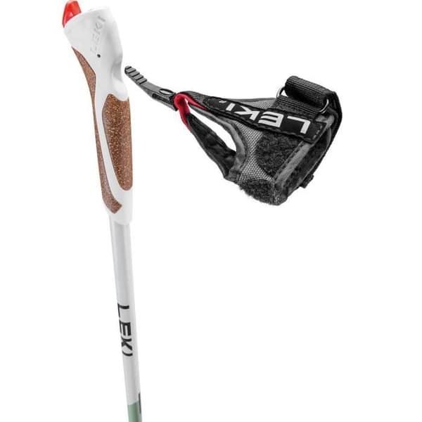 Ett par Leki Passion vandringsstavar - vit/klarröd/ljus antracit - 115 cm